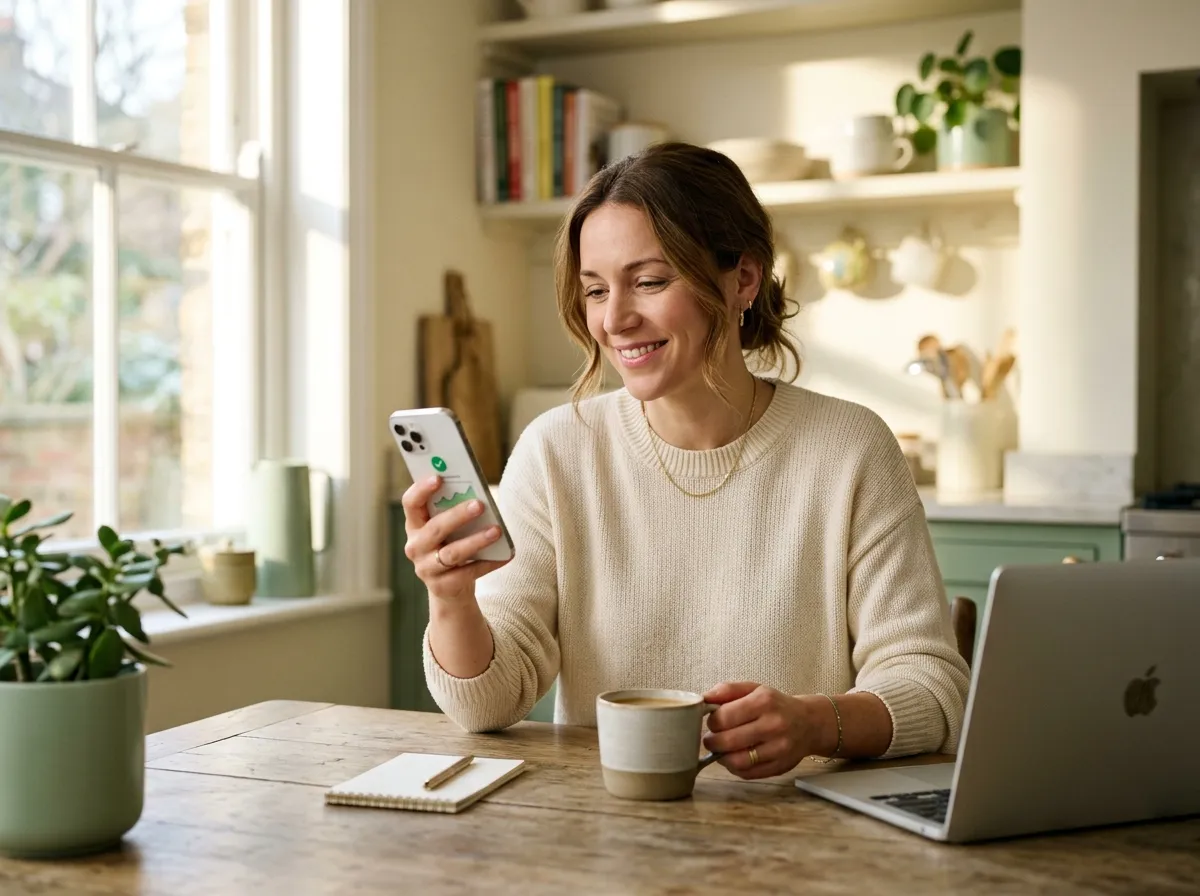 A borrower comparing matched loan offers at home